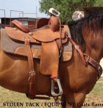 STOLEN TACK / EQUIPMENT Coats Barrel Saddles, Near Sutherland Springs TX, TX, 78161